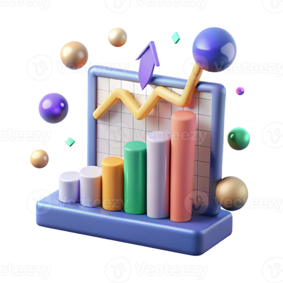 wonderful vintage Financial Chart Graph Upward Trend Isolated for Business Reports original png