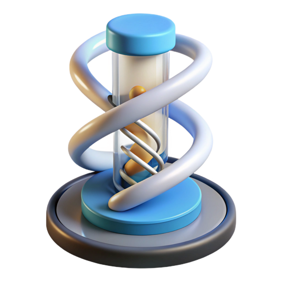 dramatic abstract Advanced DNA sequencer with rotating helix display authentic png