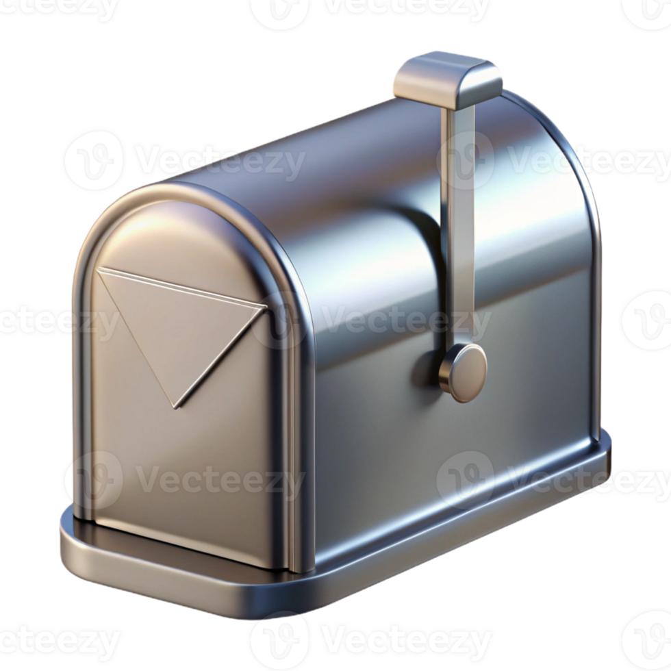 stunning classic Modern mailbox, stainless steel detailed png