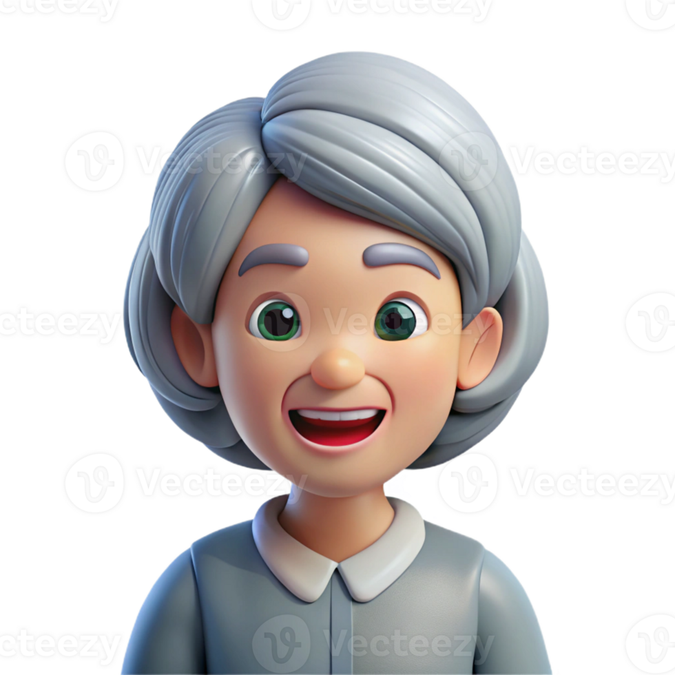 vibrant vintage Happy senior woman with grey hair high resolution png