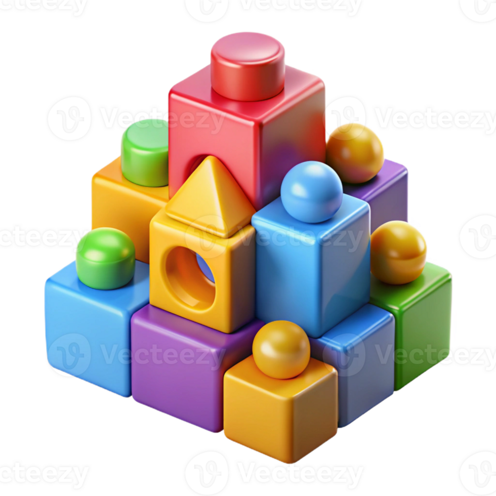 stunning artistic Building blocks, colorful, various shapes, genuine png