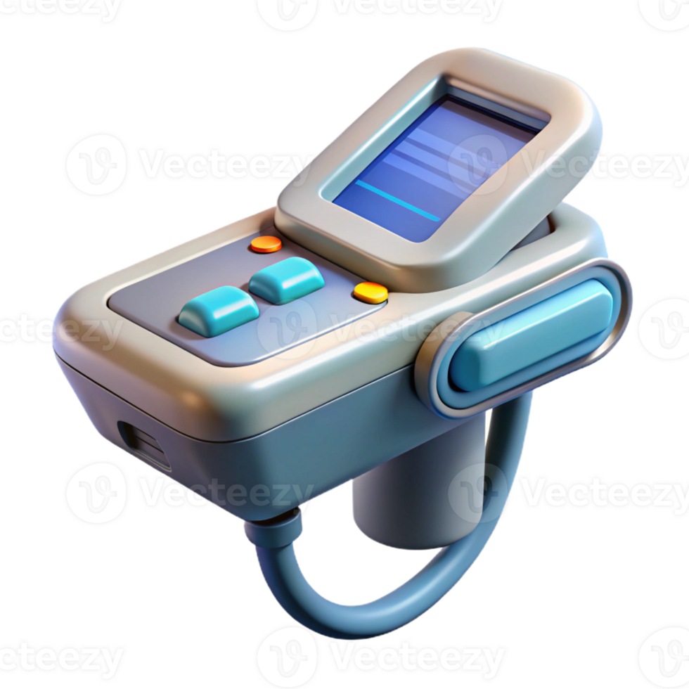 impressive artistic Futuristic medical scanner, handheld, digital display detailed png