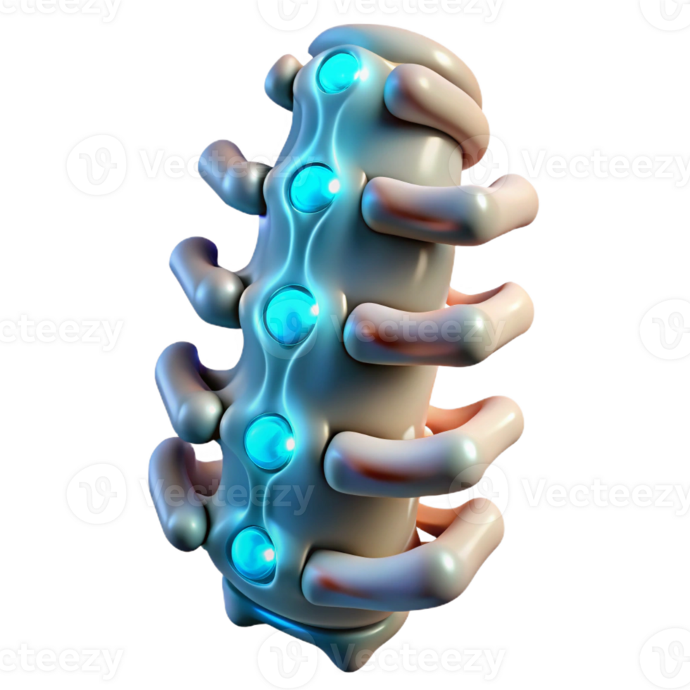 extraordinary abstract Cybernetic spine implant, glowing nodes, intricate wiring high resolution png