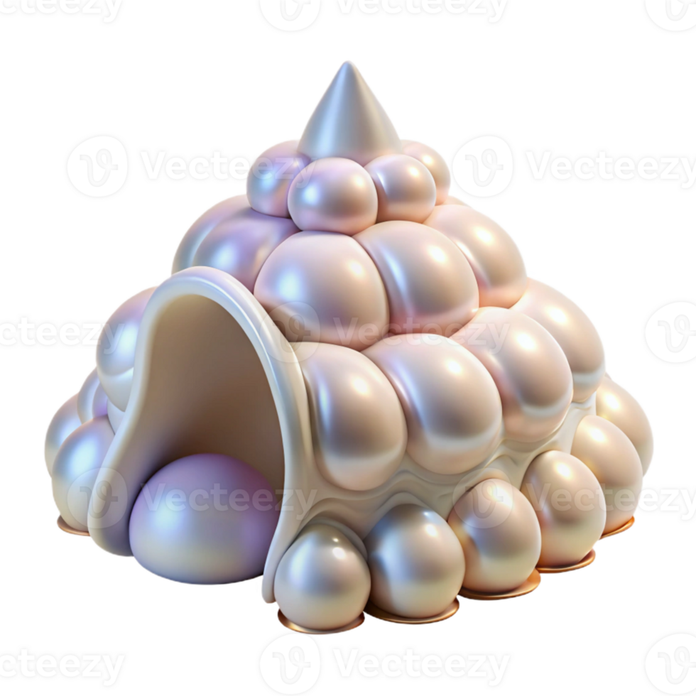 stunning contemporary Organic architecture inspired by seashells, smooth curves, pearlescent finish, soft natural lighting, surreal style exclusive png