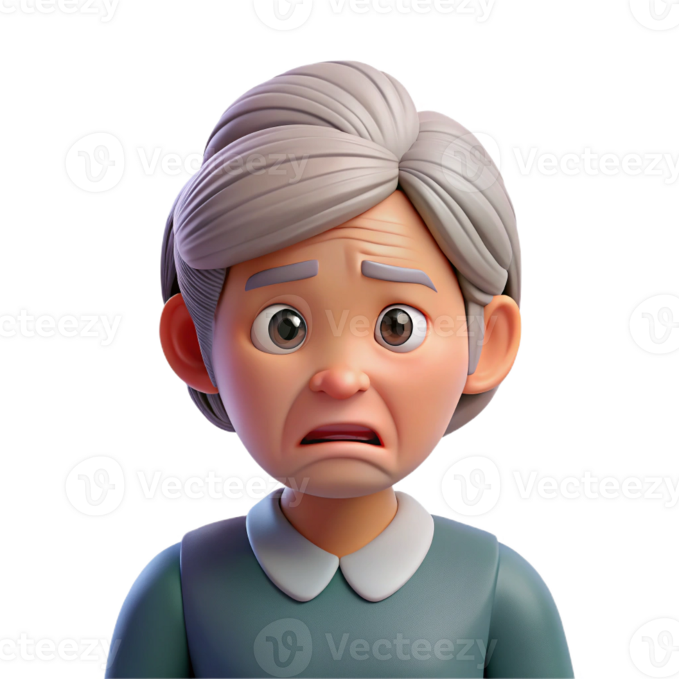 extraordinary contemporary Confused senior woman with furrowed brow detailed png