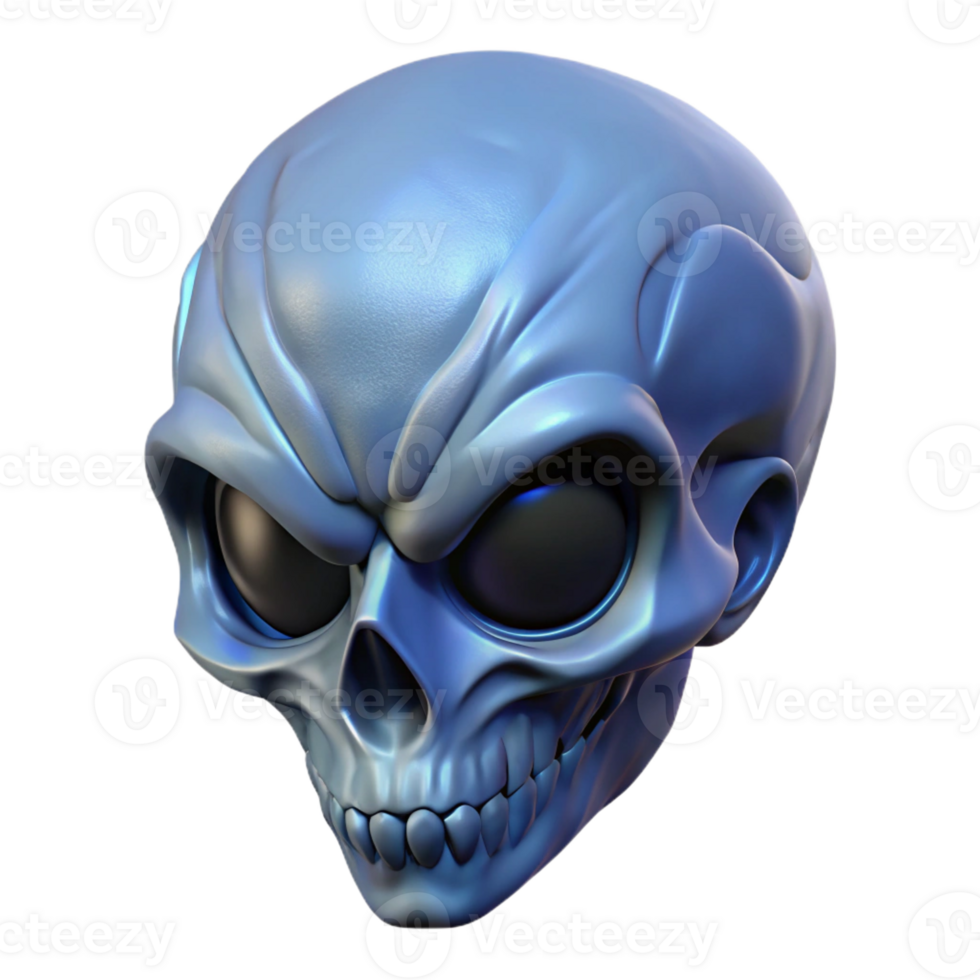 wonderful classic Alien skull, elongated shape, bony ridges authentic png