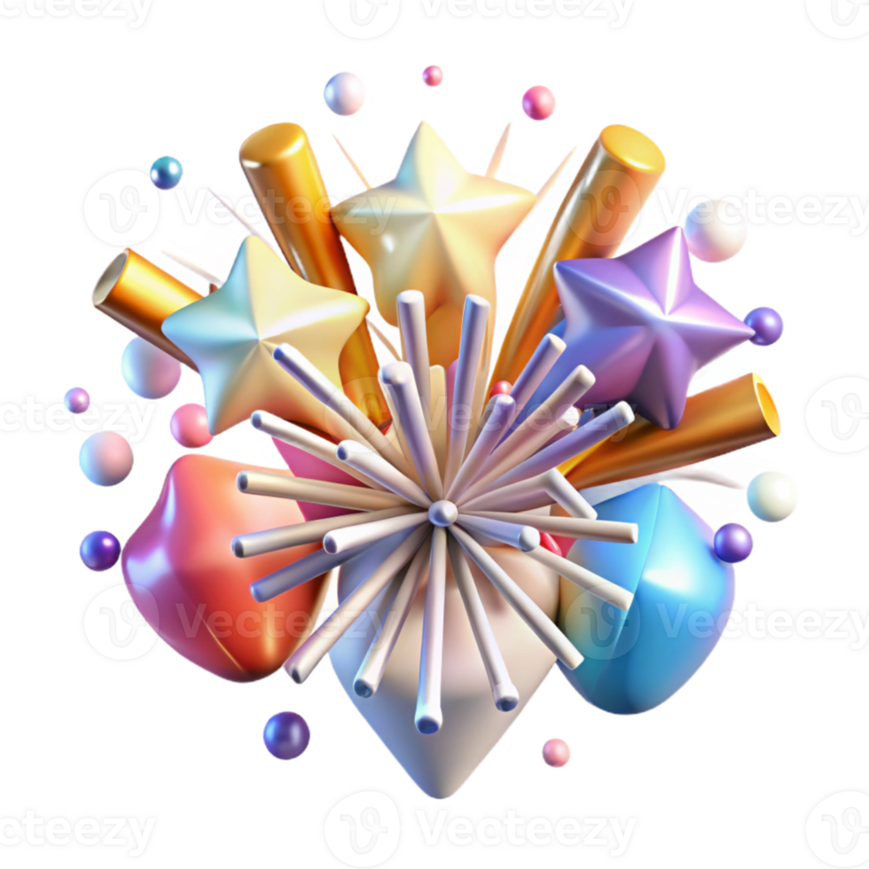 serene contemporary Fireworks Burst Isolated with Transparent Background exclusive png