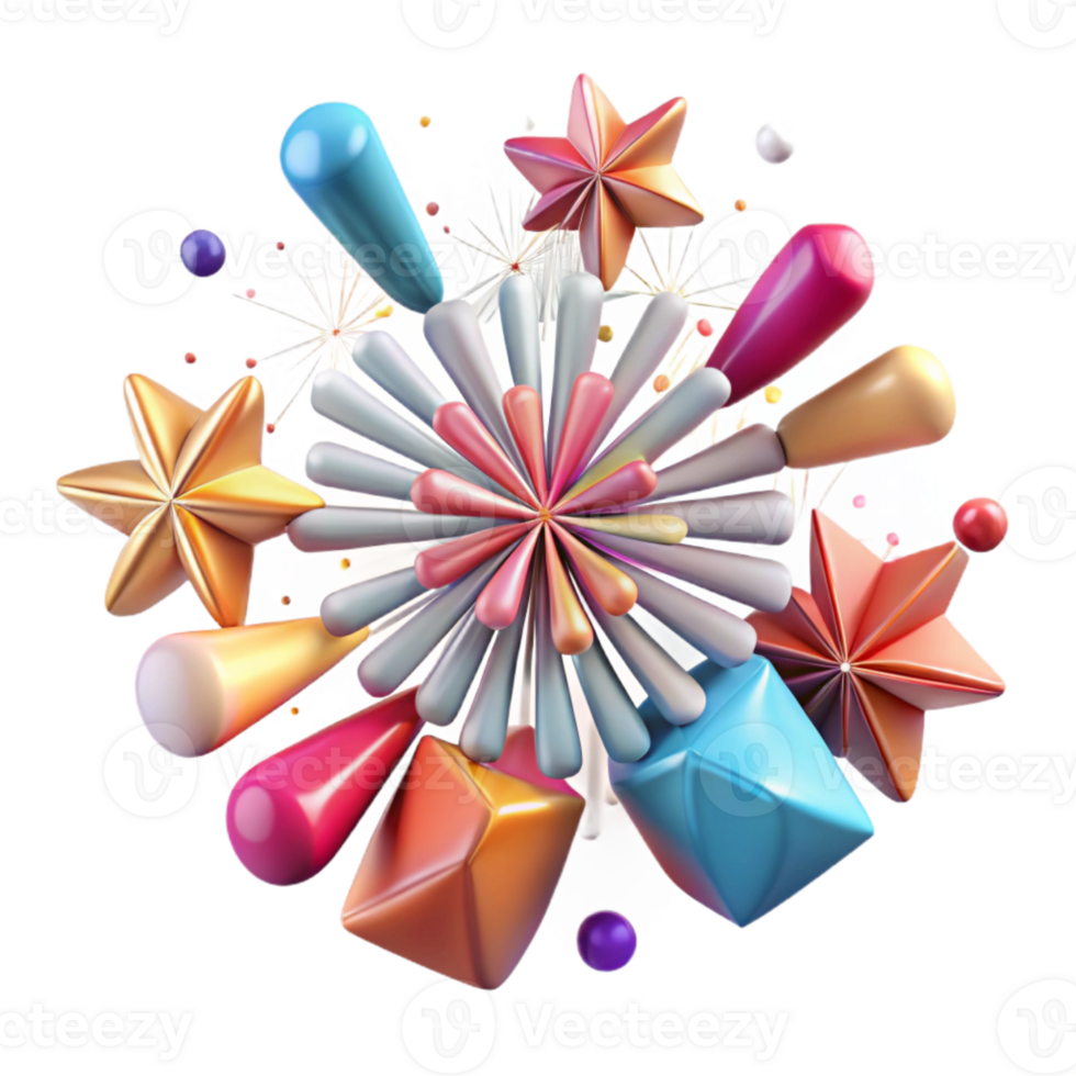 dramatic modern Fireworks Burst Isolated with Transparent Background professional png