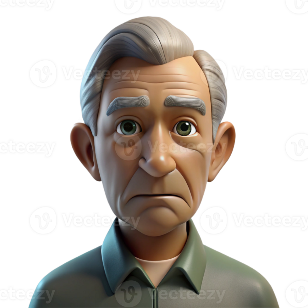 serene modern Close-up portrait of an elderly man with deep wrinkles and a thoughtful expression, illuminated by a single, overhead spotlight, hyperrealistic style premium png