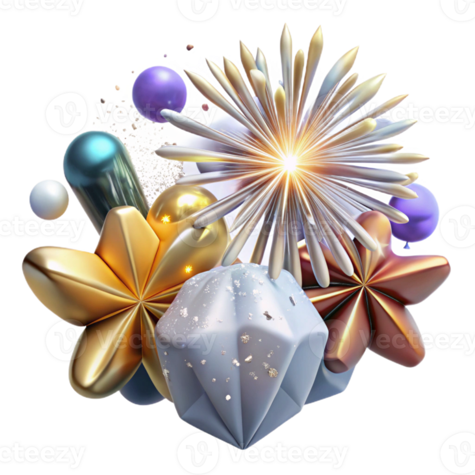 serene creative Fireworks Burst Sparkling Isolated for New Year Design premium png