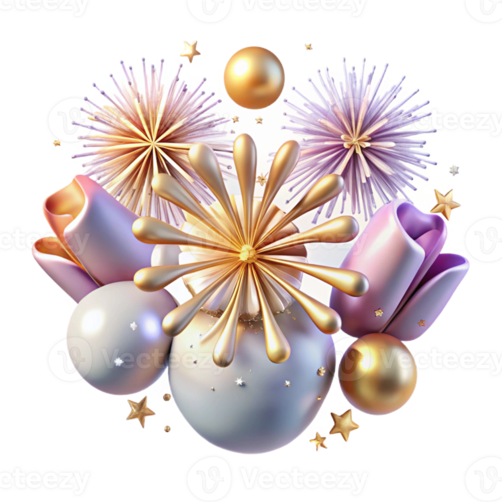 impressive rustic Fireworks Burst Sparkling Isolated for New Year Design original png
