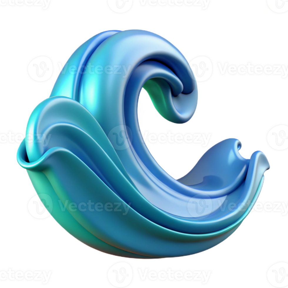 beautiful modern A wave, stylized, abstract ocean 4K png