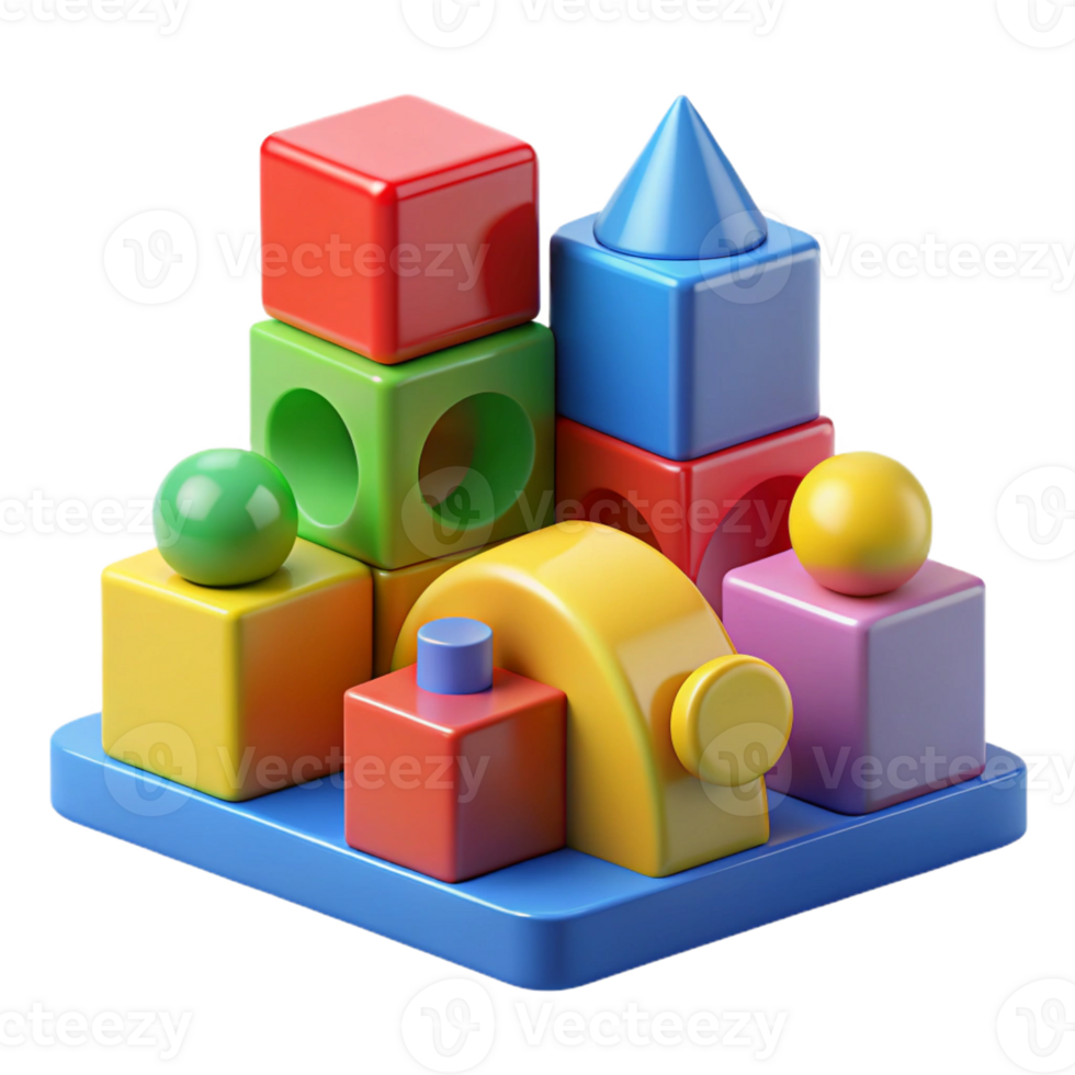 elegant vintage Building blocks, colorful, various shapes, exclusive png