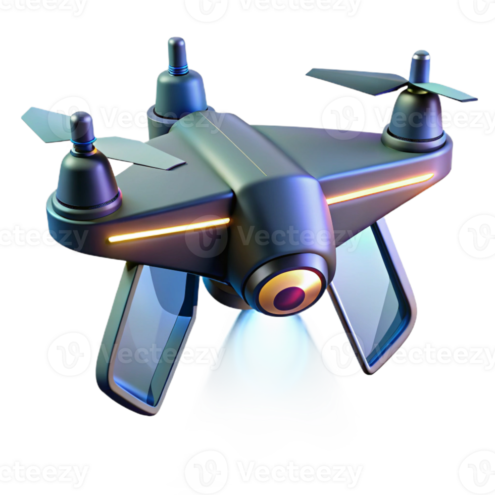 wonderful artistic A futuristic drone with sleek, aerodynamic lines, illuminated by a spotlight from below, in a cinematic style exclusive png