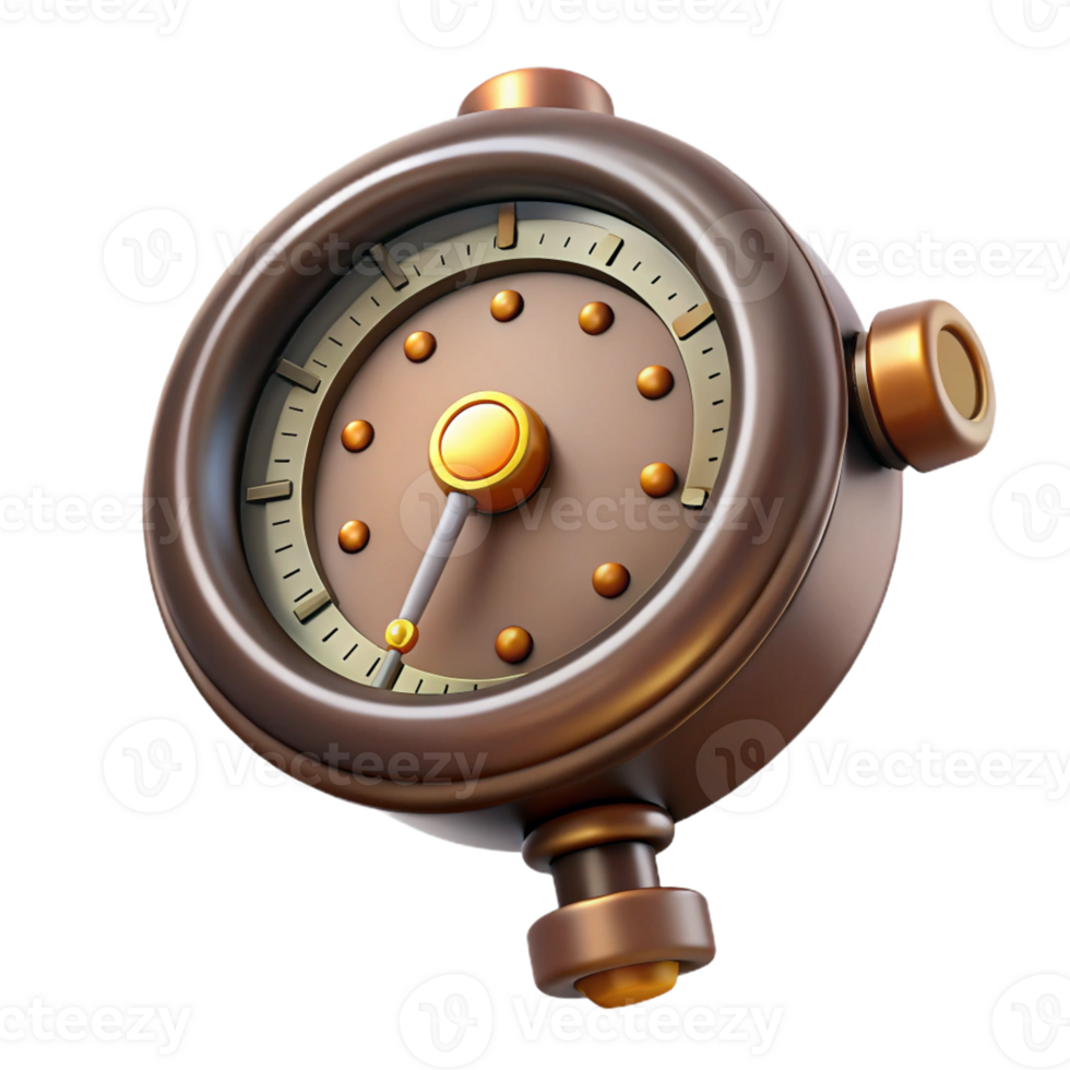 dramatic traditional Steampunk gauge with a needle and a numbered dial 4K png