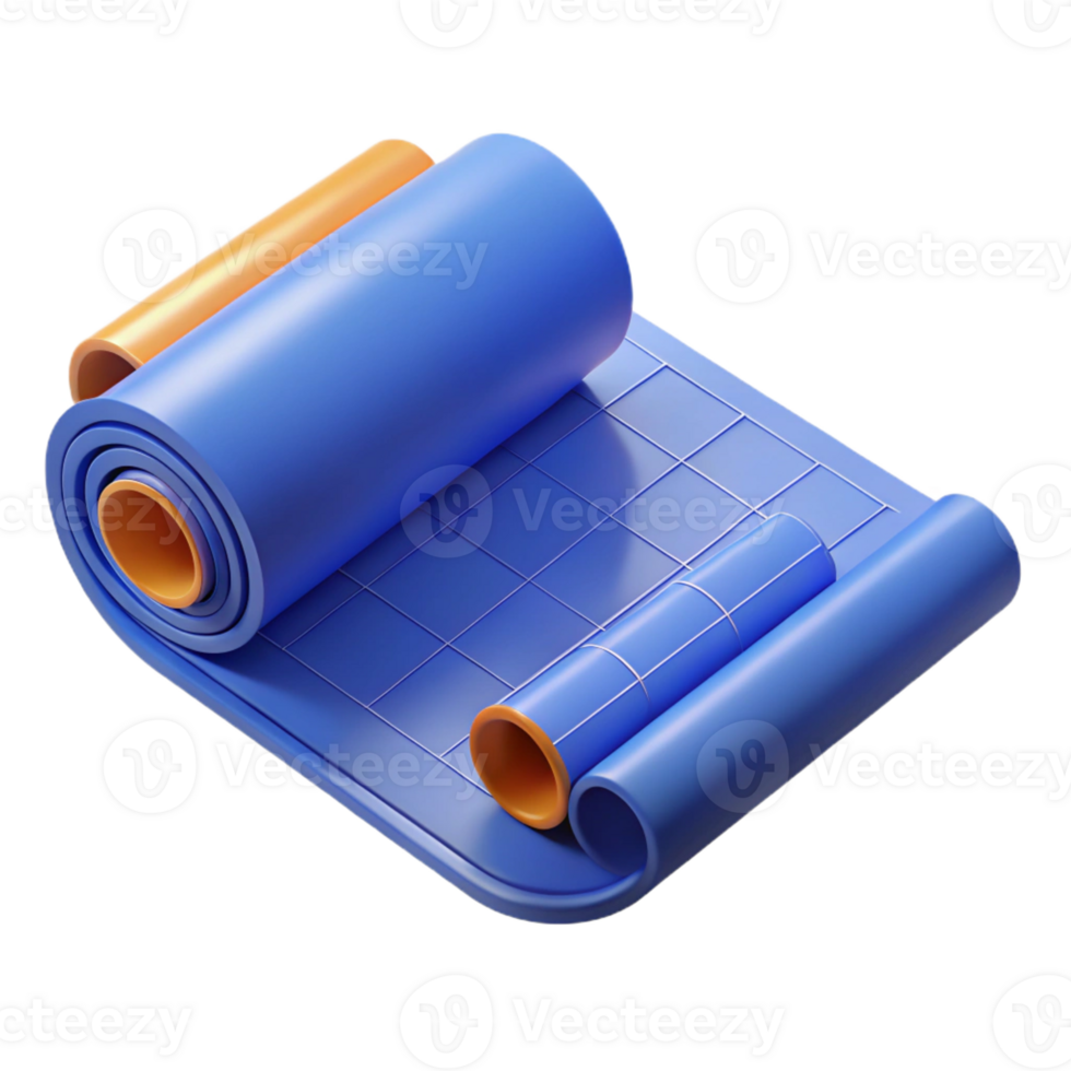 vibrant artistic Blueprint roll, architectural drawing, detailed png