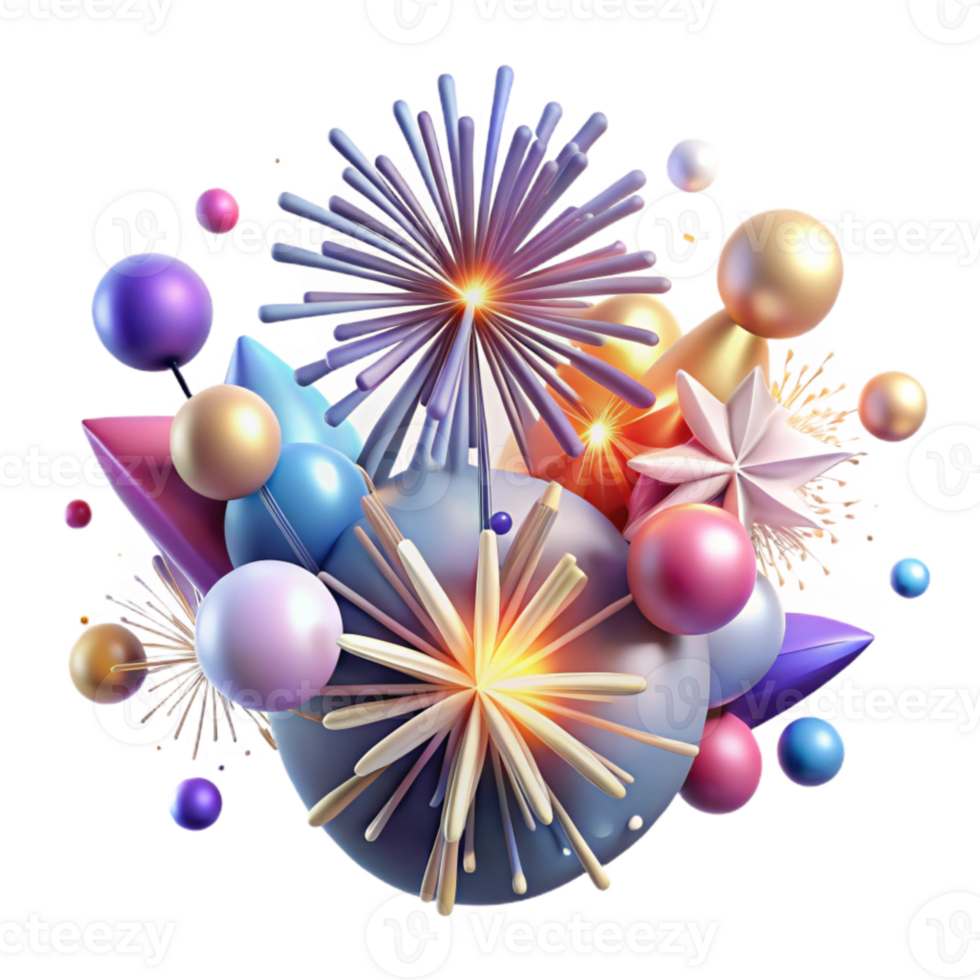 vibrant minimalist Fireworks Light Effect Isolated for Festive Posters genuine png