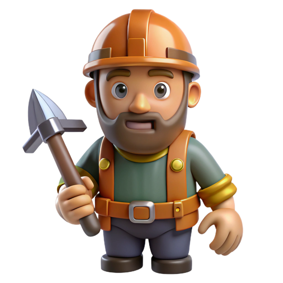 impressive abstract A dwarf miner, holding a pickaxe high quality png