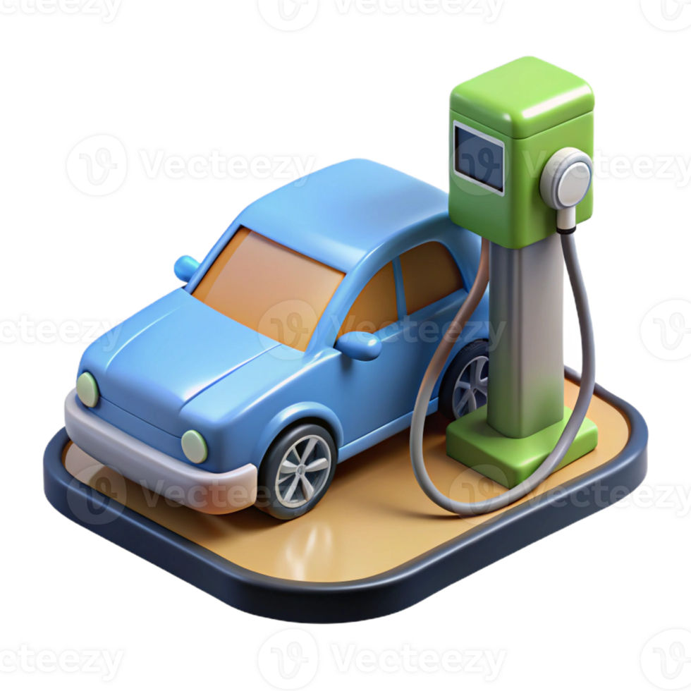 magnificent vintage Electric car charging at a station original png