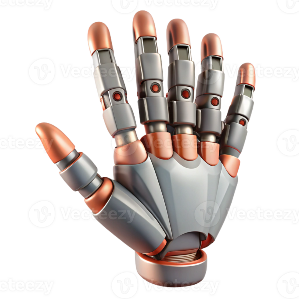 magnificent vintage Robotic hand, realistic skin, intricate joints professional png