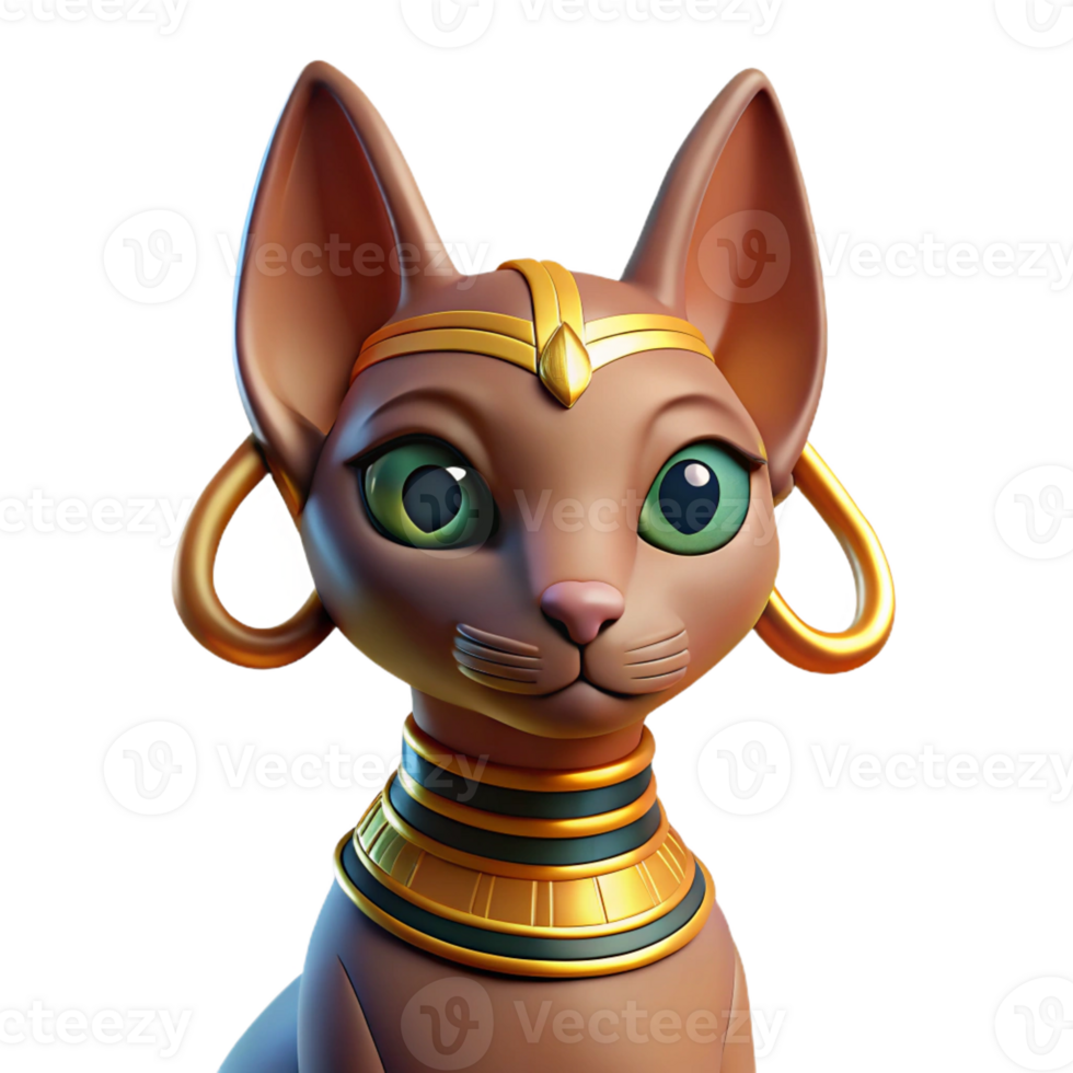 elegant rustic Bastet, Egyptian cat goddess exclusive png
