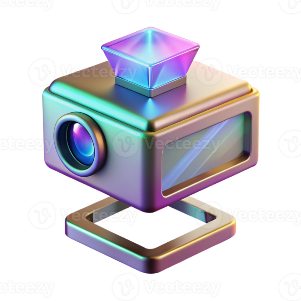 vibrant artistic Holographic projector emitting a 3D model 4K png