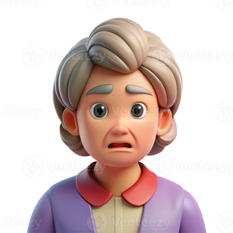 beautiful traditional Confused senior woman with furrowed brow 4K png