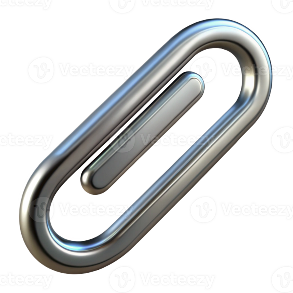 vibrant classic Paperclip, silver, standard size, high resolution png