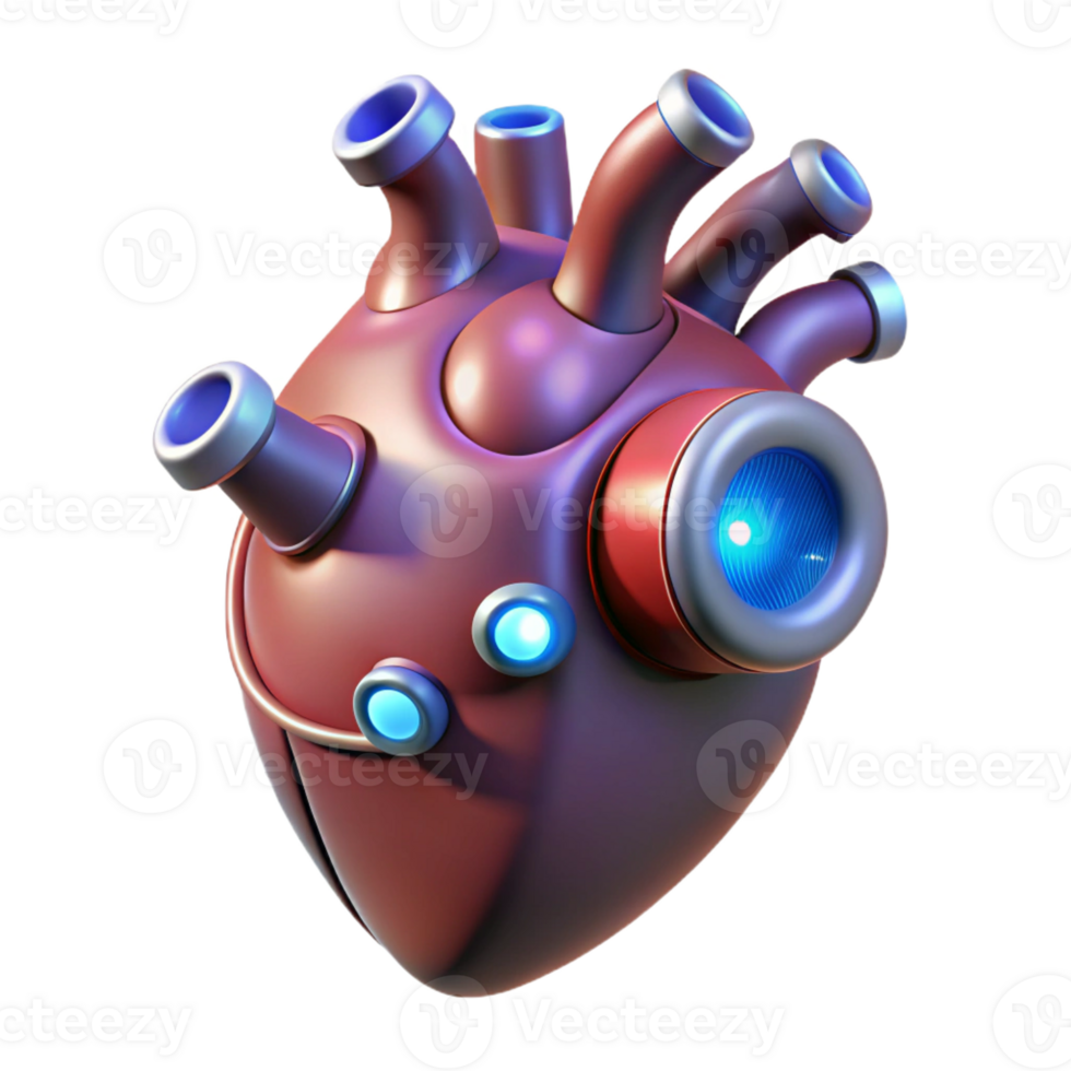 stunning classic Bio-mechanical heart with pulsating lights detailed png