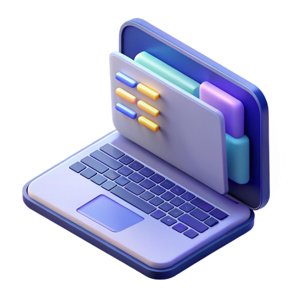 dramatic modern Laptop computer open displaying coding interface high quality png