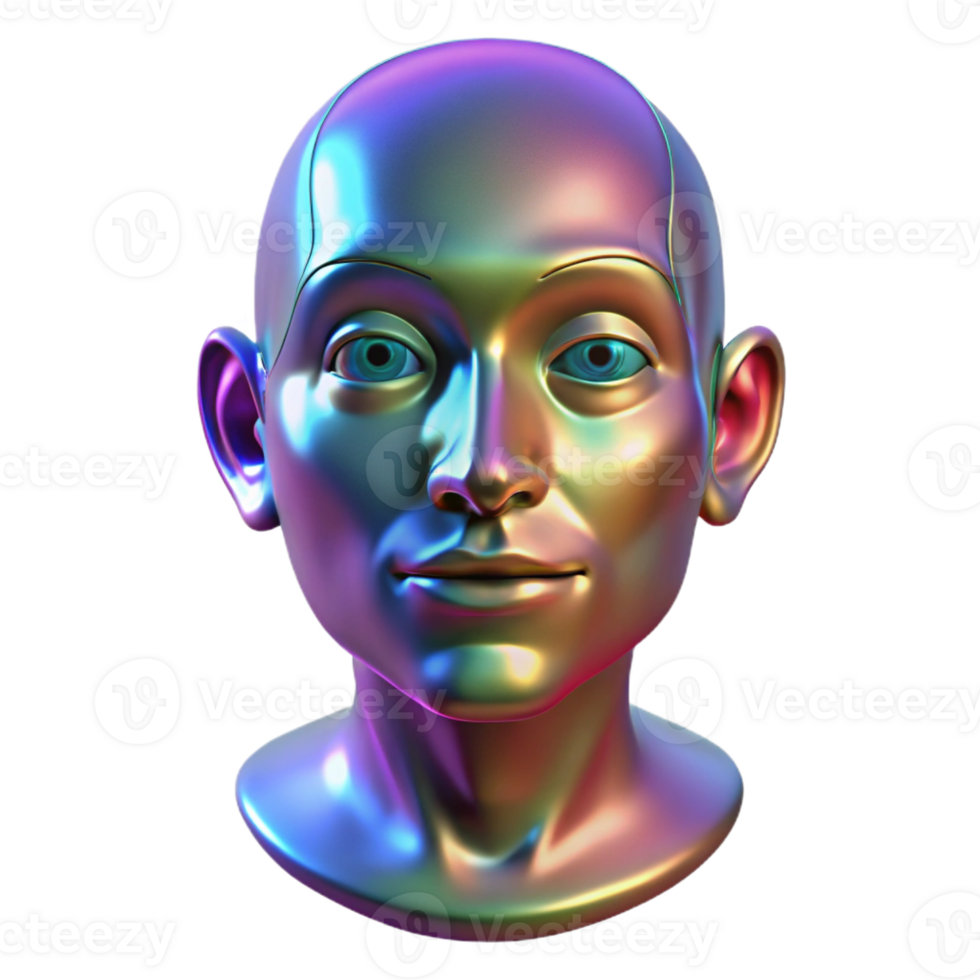 beautiful abstract A holographic projection of a human face, morphing and changing expressions, illuminated by a dynamic, multicolored light, in a digital art style 4K png
