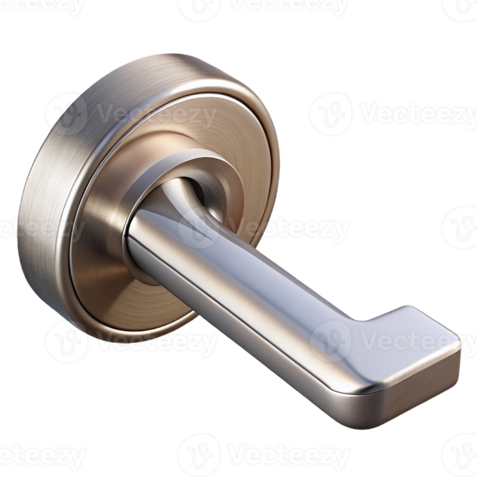 dramatic traditional Modern door handle, brushed nickel, professional png
