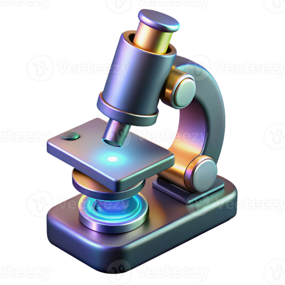 stunning rustic Advanced microscope with holographic display detailed png