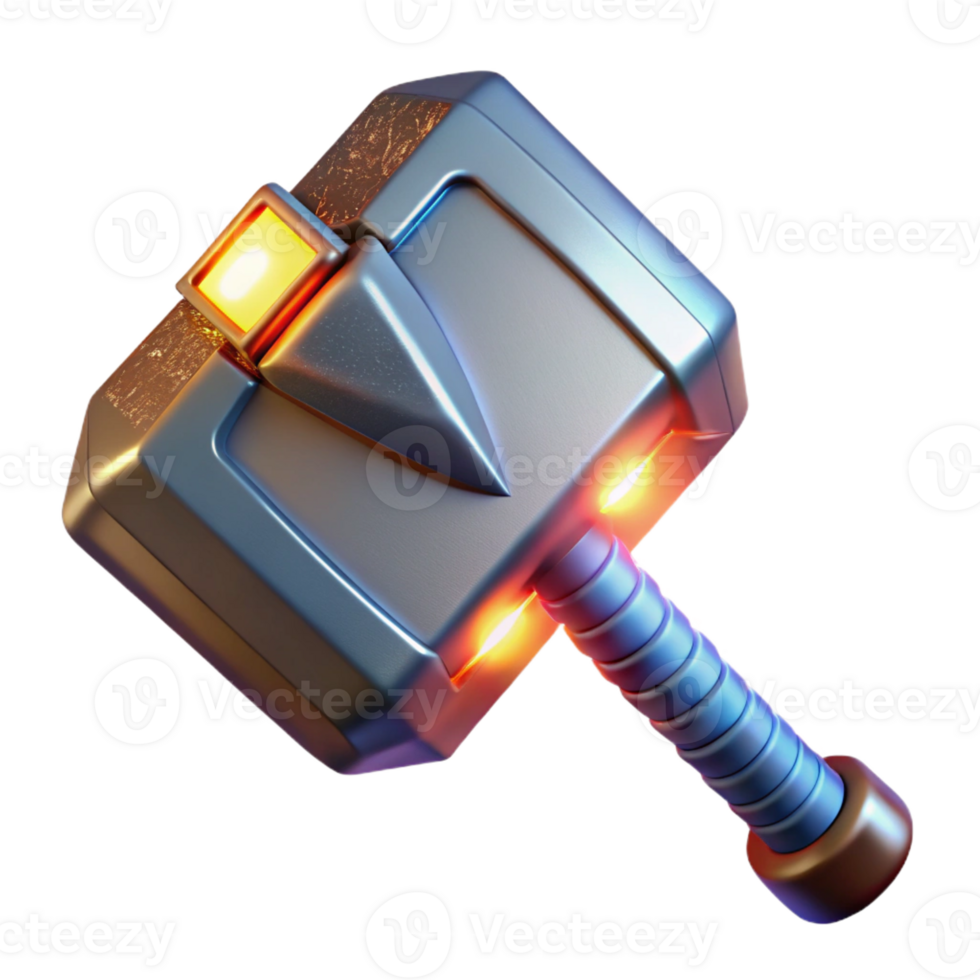 impressive minimalist Mjolnir, Thor's hammer, powerful and glowing, high resolution png