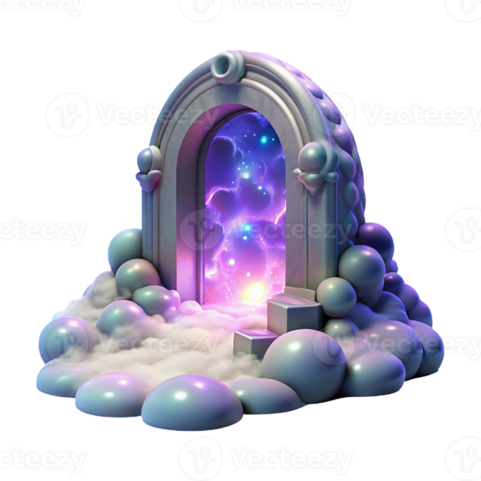 magnificent abstract A mystical portal shimmering with iridescent light, leading to an unknown world, surrounded by swirling mist. Surreal style high quality png