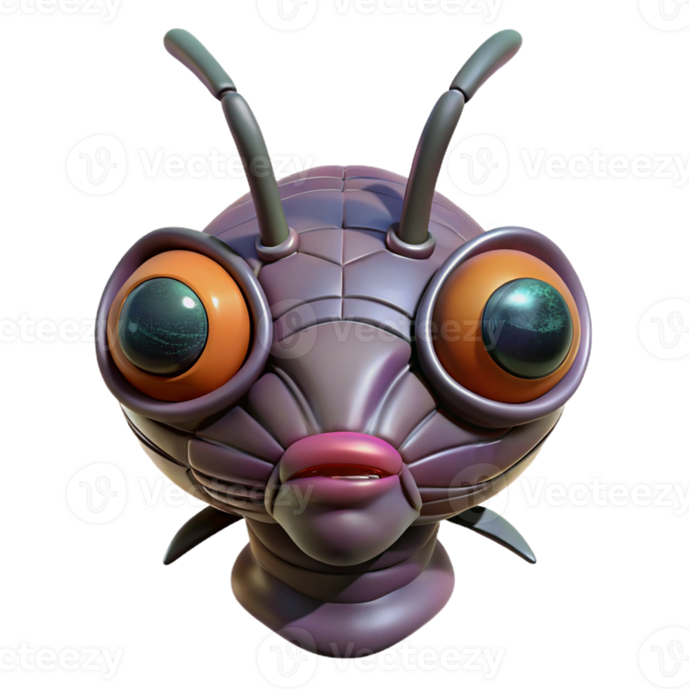 impressive rustic Alien insect head with multifaceted eyes authentic png