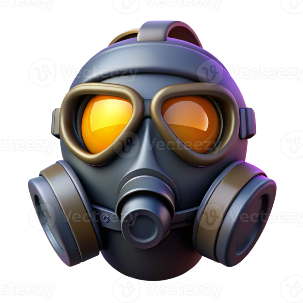 beautiful abstract Cyberpunk gas mask, filtered lenses, respirator genuine png