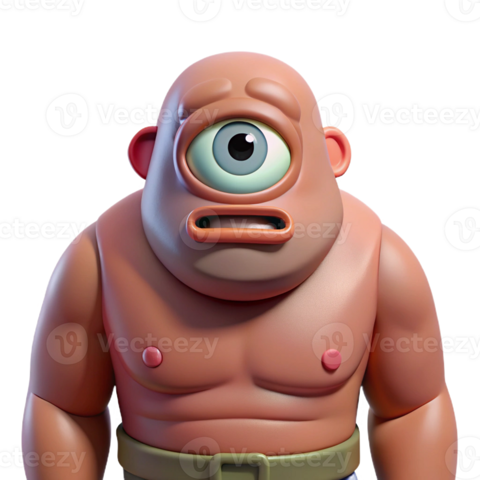 elegant contemporary Cyclops, giant with single eye, scowling, authentic png