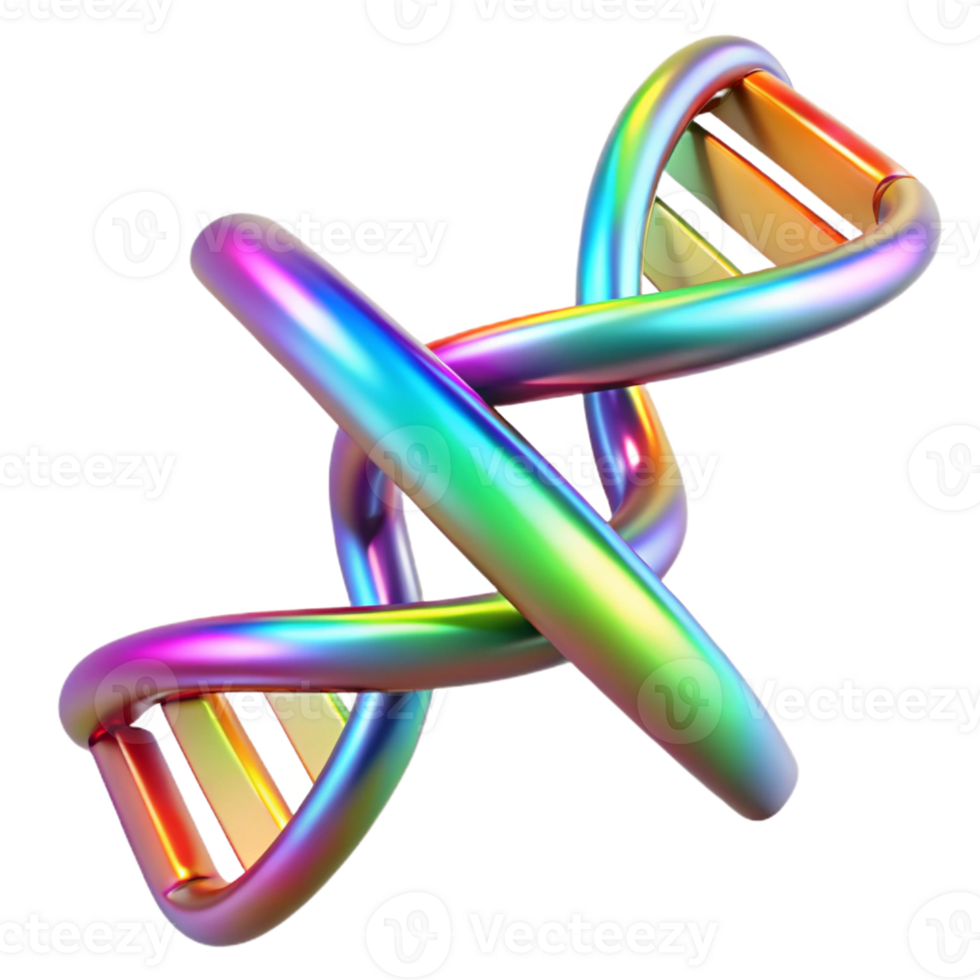 stunning creative A holographic projection of a DNA double helix, vibrant rainbow lighting, scientific visualization style exclusive png