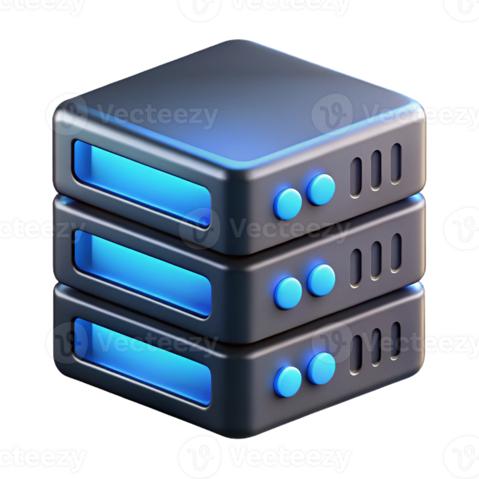 serene minimalist A single, powerful server rack, humming with energy and glowing with blue indicator lights, in a dark, industrial style exclusive png