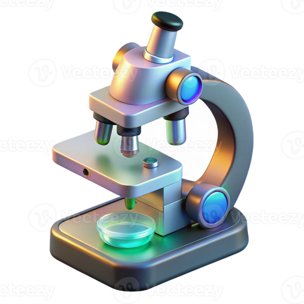 beautiful rustic Advanced microscope with holographic display original png