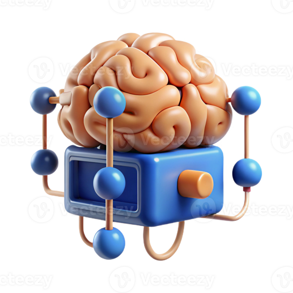 serene artistic Brain-computer interface connecting mind and machine original png