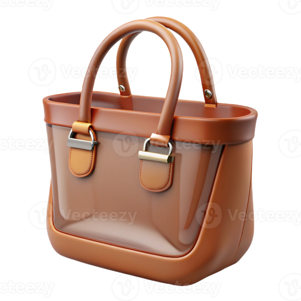 dramatic rustic Leather handbag, brown, tote style, original png