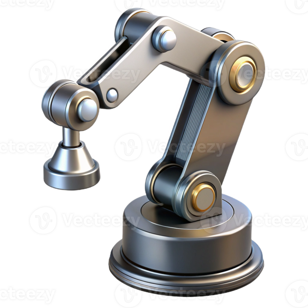 wonderful classic Advanced robotic arm, articulated joints, metallic finish high quality png