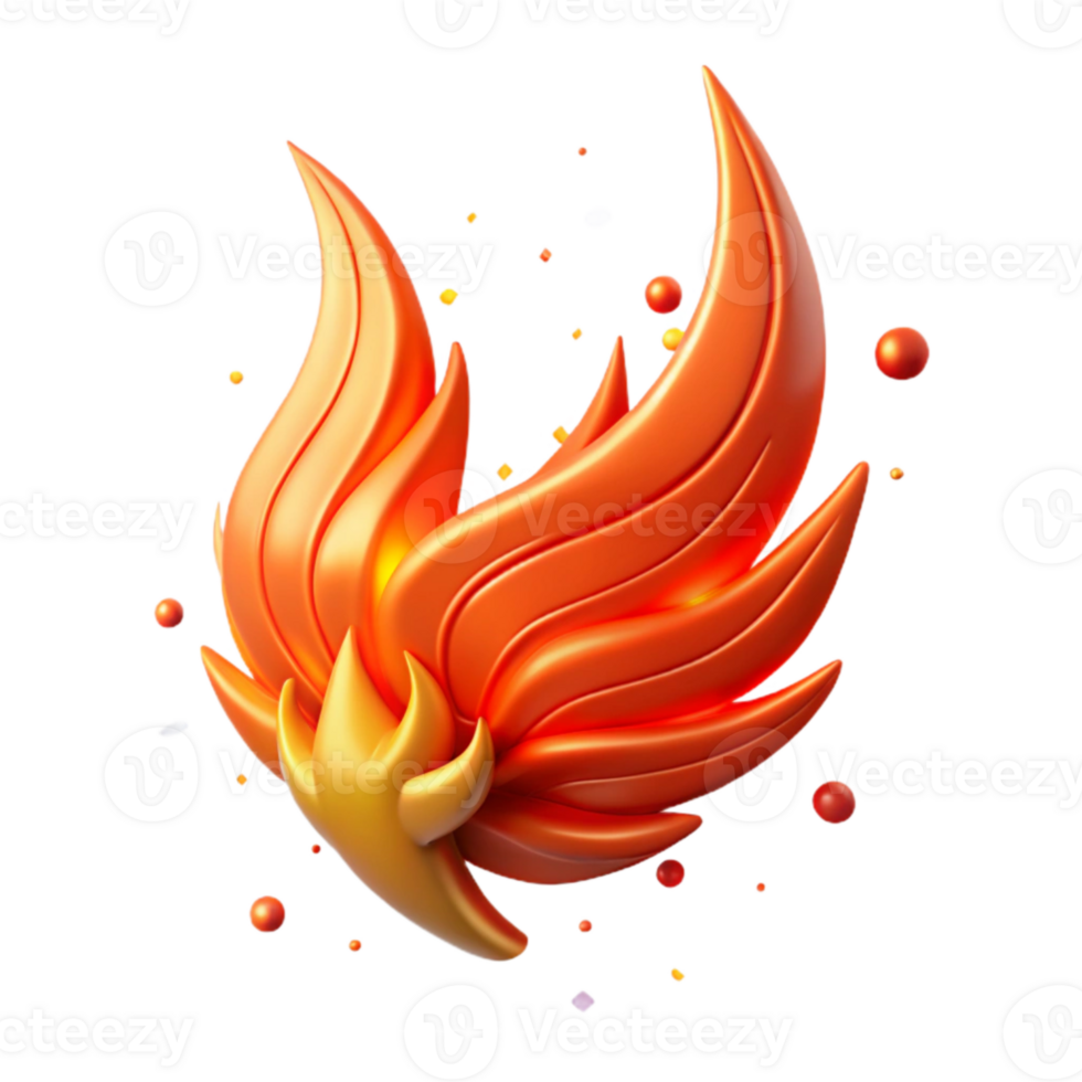 serene artistic Flaming Phoenix Wing Cutout Game Icon detailed png