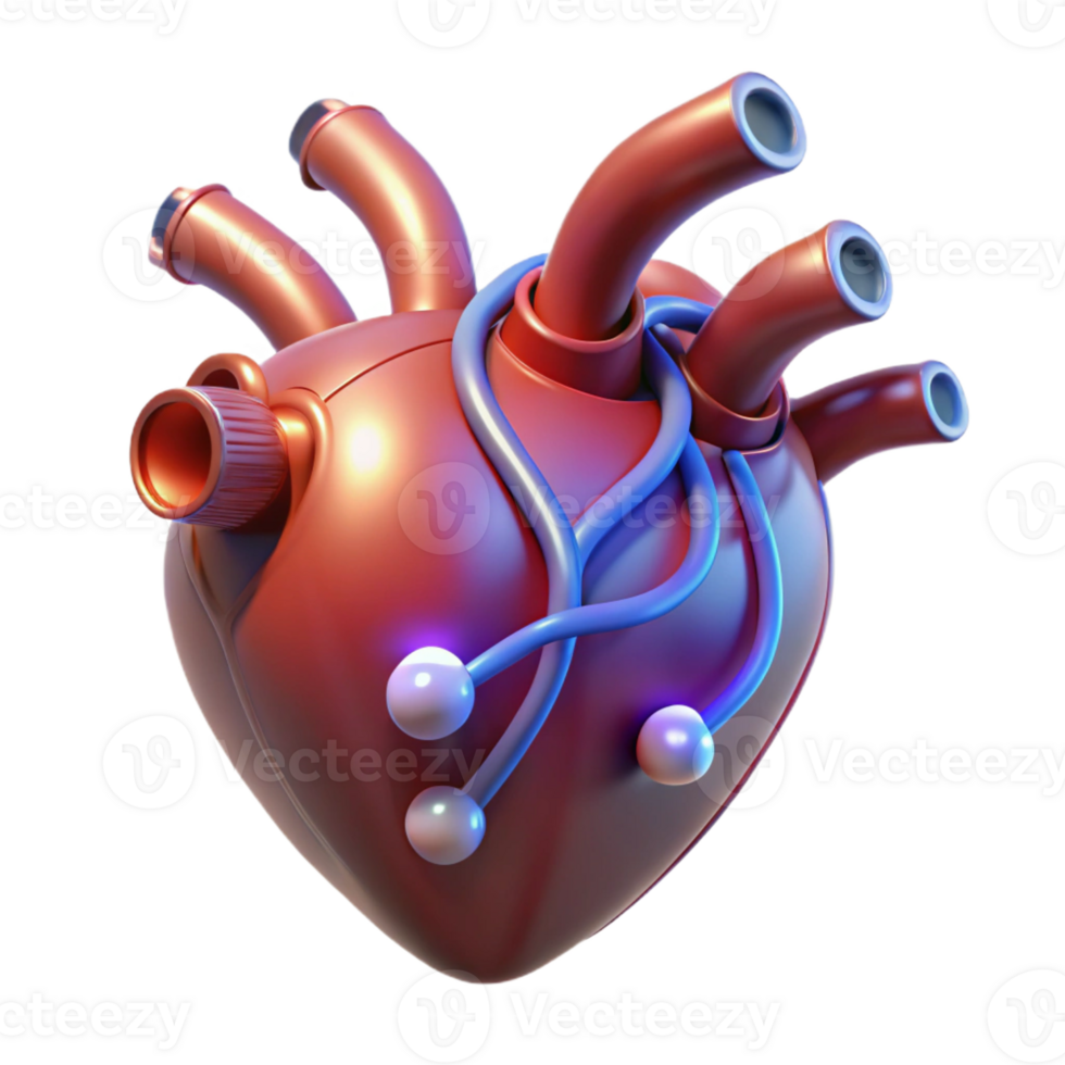 vibrant rustic Cybernetic heart with glowing wires exclusive png
