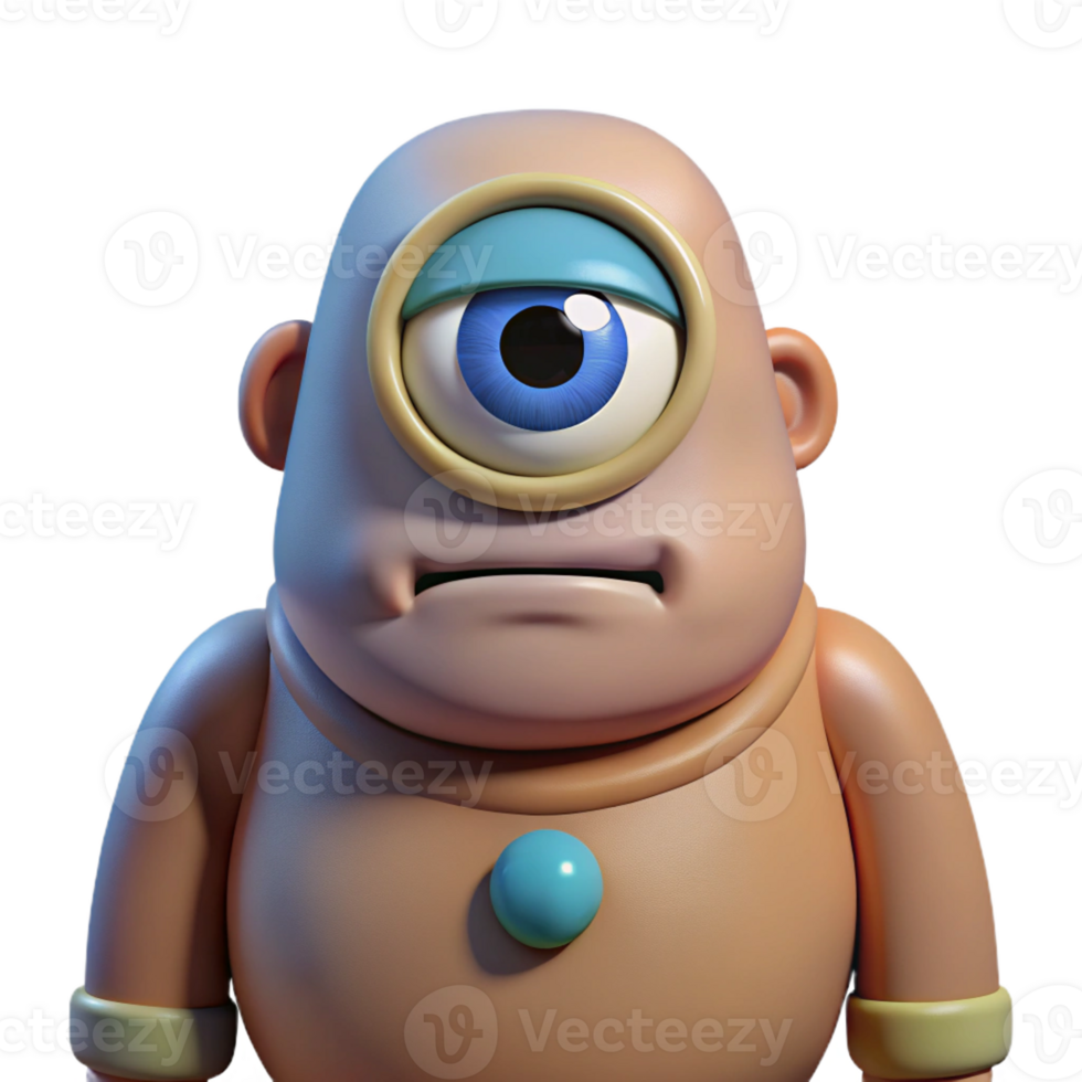 serene minimalist Cyclops, giant with single eye, scowling, 4K png