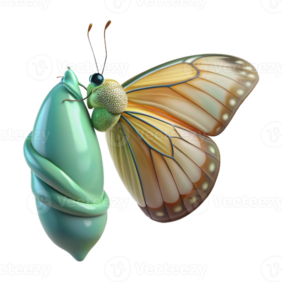 stunning classic A butterfly emerging from its chrysalis, delicate wings unfolding, soft diffused light, macro photography genuine png
