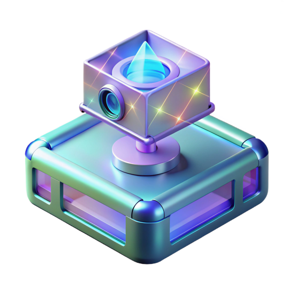 beautiful abstract Advanced holographic projector displaying a 3D model original png