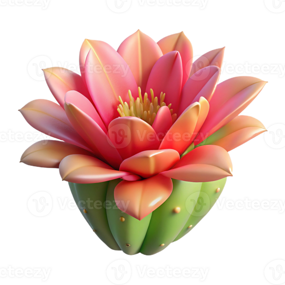 impressive contemporary A blooming cactus flower, vibrant colors, harsh desert light, botanical illustration style genuine png